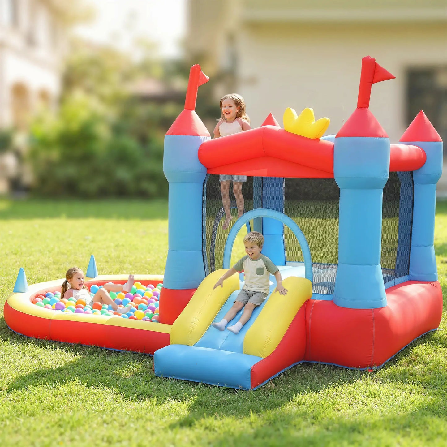 Inflatable Bounce House With Slide, Pool, Ball Pit, Basketball Hoop Inflatables at Gallery Canada