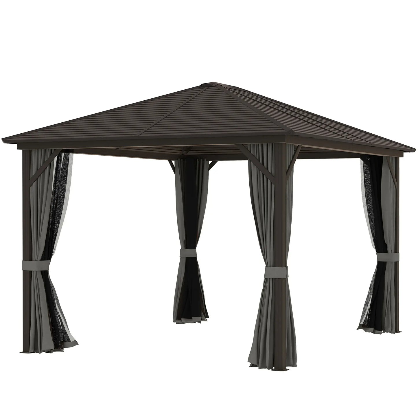 10' x 12' Hardtop Gazebo, Metal Roof, Aluminum Frame, Grey Gazebos Bronze, Grey, Black at Gallery Canada