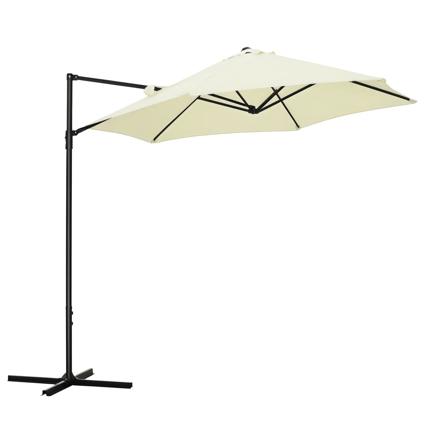 8.5FT Offset Patio Umbrella, 360° Rotation, Cantilever Sun Shade, Beige Cantilever Umbrellas Beige at Gallery Canada