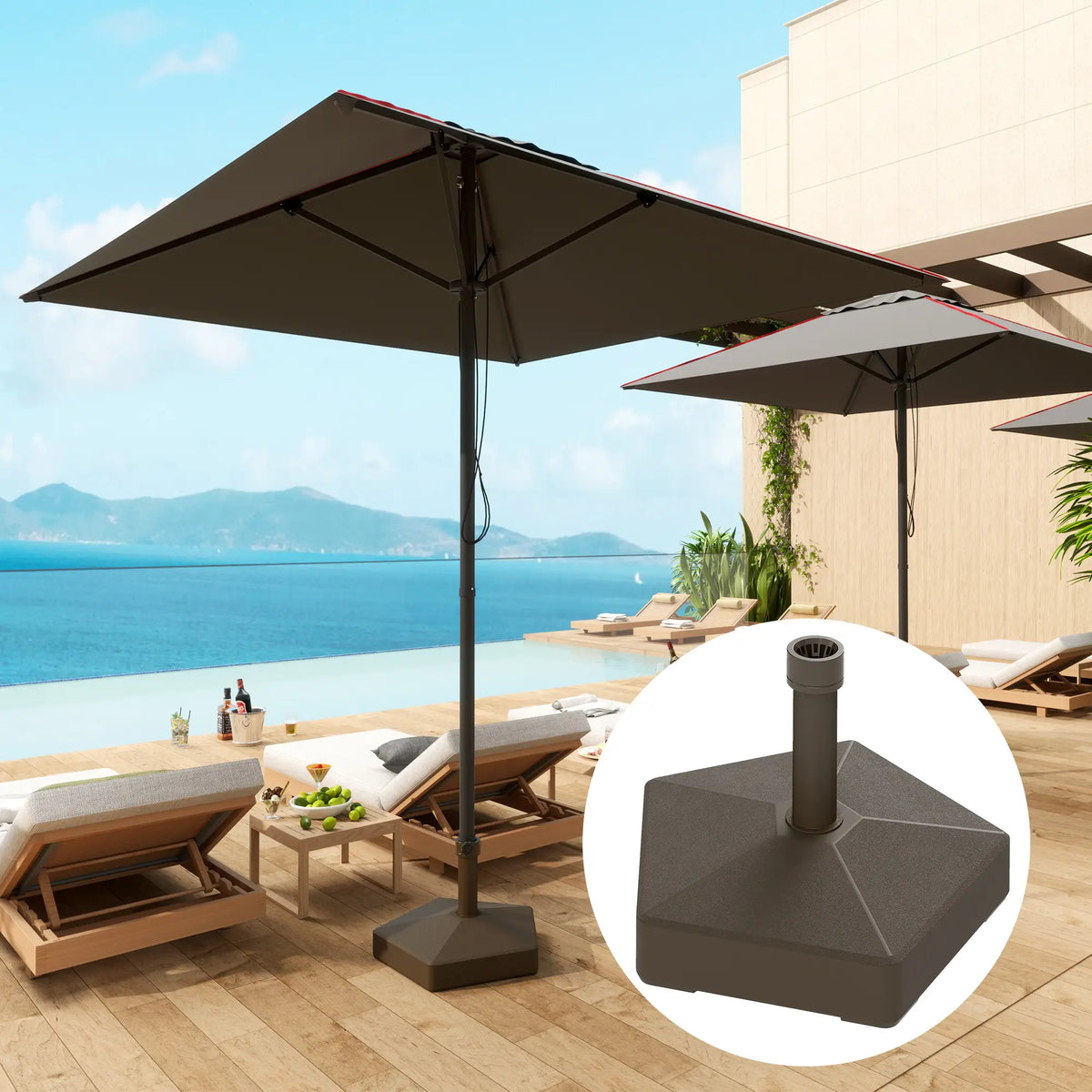 Heavy Duty Outdoor Umbrella Stand Base, Brown Umbrella Bases at Gallery Canada