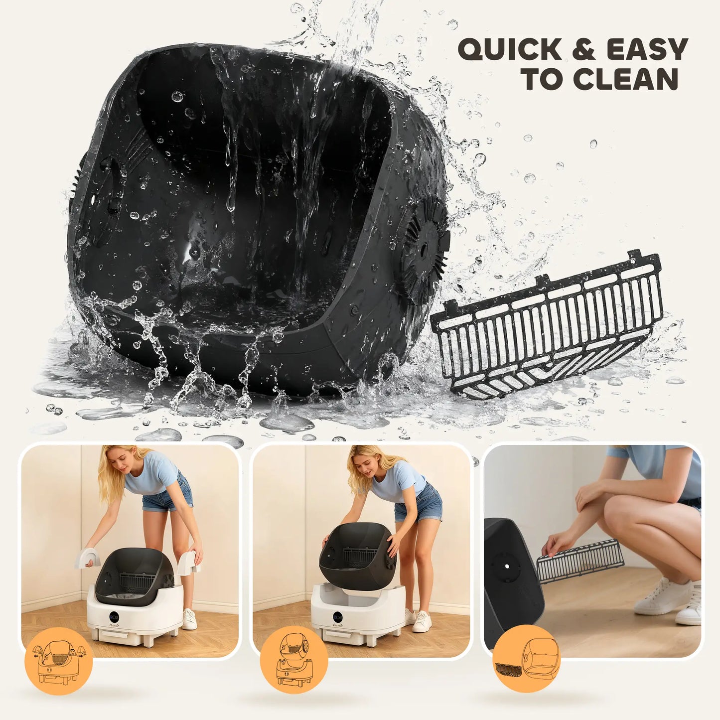 Open Top Self Cleaning Cat Litter Box, Automatic with Safety Protection Cat Litter Box Enclosures at Gallery Canada