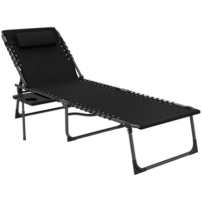 Folding Lounge Chair, Adjustable Back, Side Table, Headrest, Black Lounger Chairs at Gallery Canada