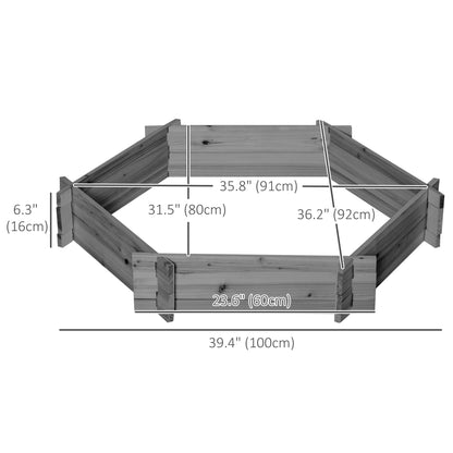 39" x 36" Hexagon Planter Box, Raised Garden Bed, Grey Wooden Planter Boxes at Gallery Canada