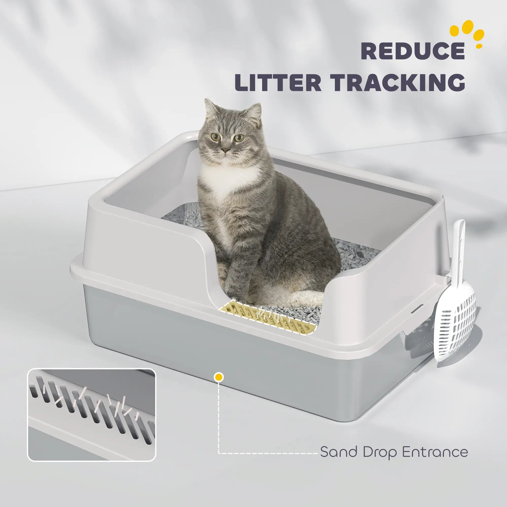Stainless Steel Cat Litter Box with Lid, Scoop, High Sided, Non-Stick Cat Litter Box Enclosures at Gallery Canada