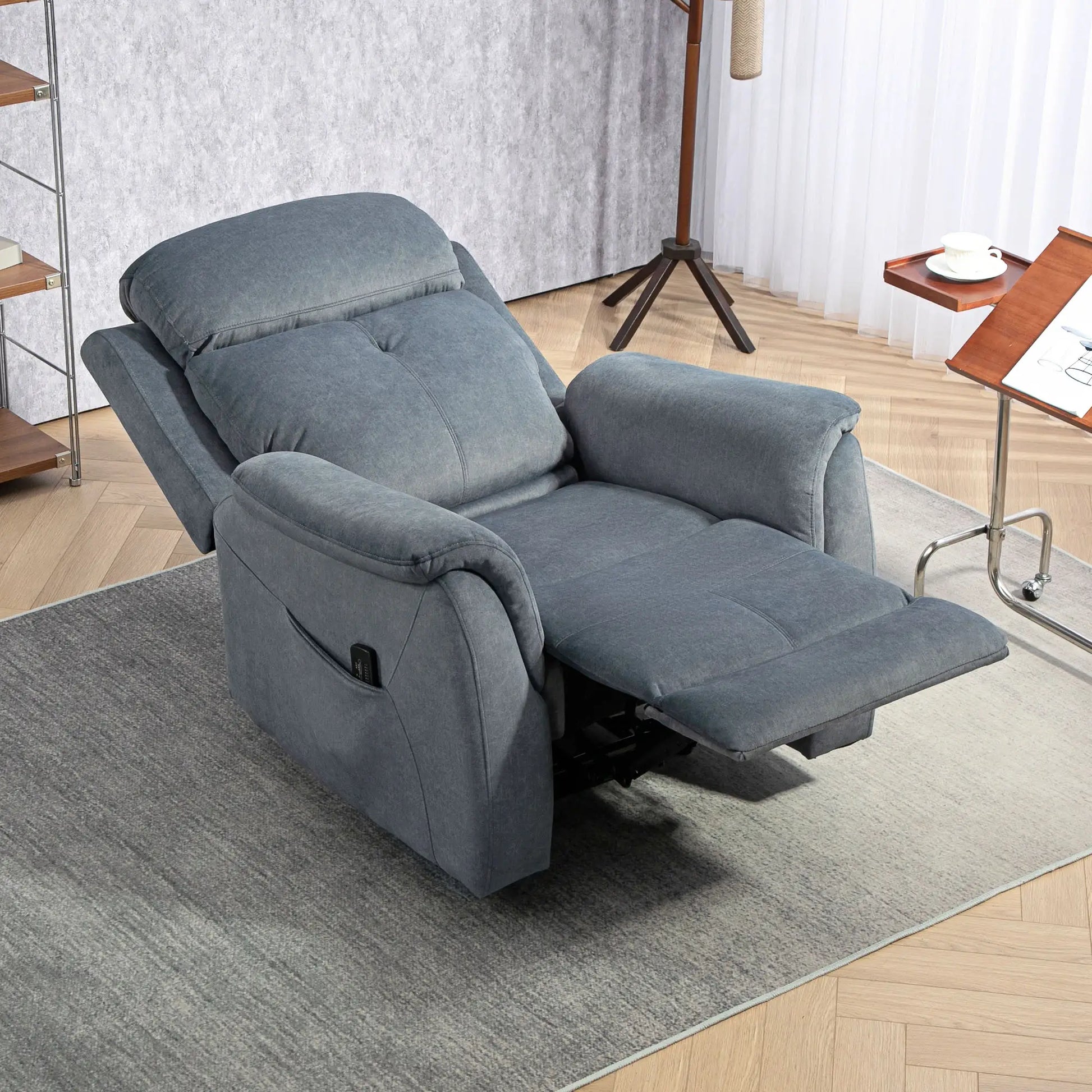 Manual Recliner Chair with Vibration Massage, Reclining Chair for Living Room with Side Pockets, Dark Grey Sofas & Reclining Chairs at Gallery Canada