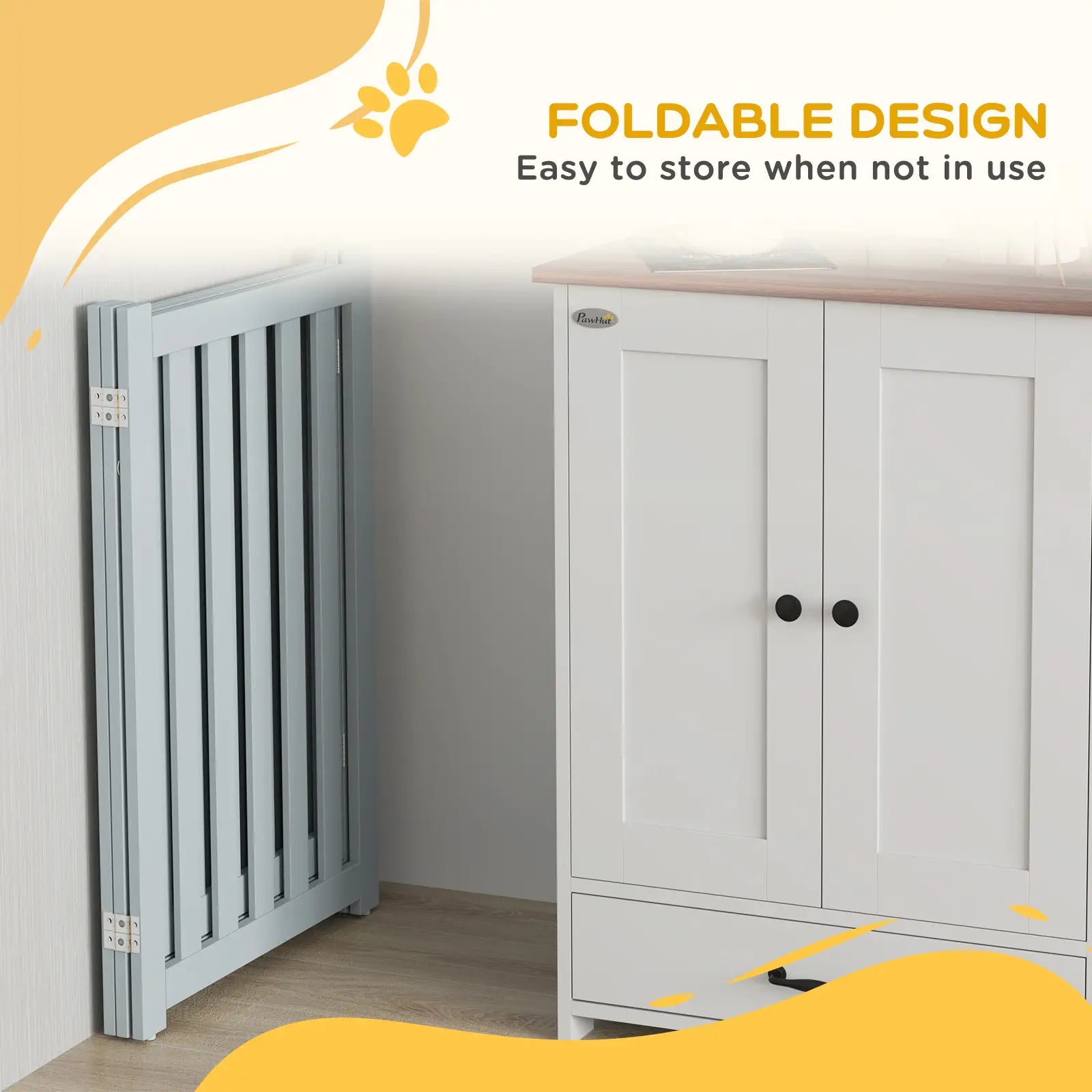 3-Panel Foldable Dog Gate, Medium Size, Grey Houses, Kennels & Pens at Gallery Canada