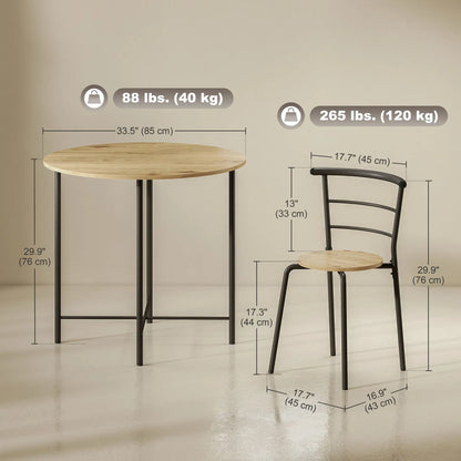 5 Piece Dining Table Set, Round for 4, Metal Frame, Natural Dining Table Sets at Gallery Canada