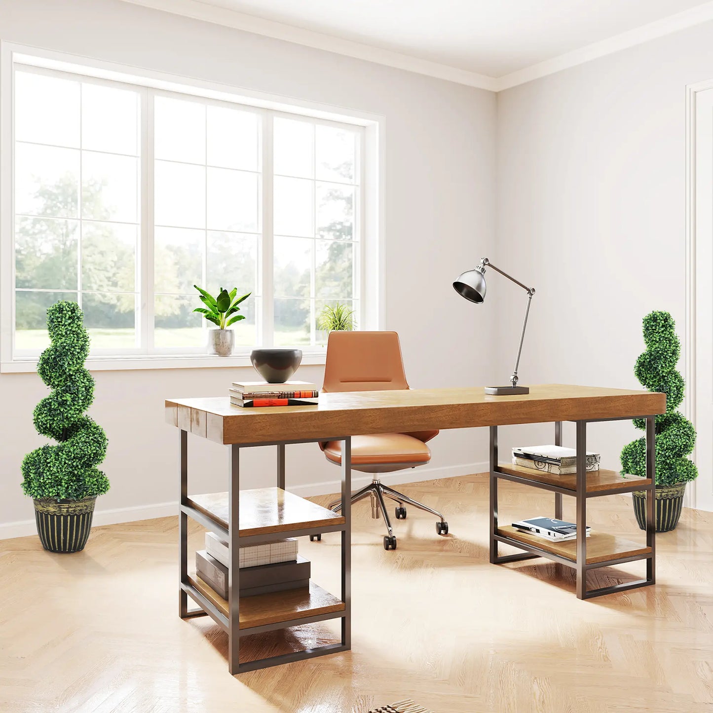 Artificial Topiary Spiral Boxwood Trees, Set of 2 with Pot, 90cm Artificial Trees at Gallery Canada