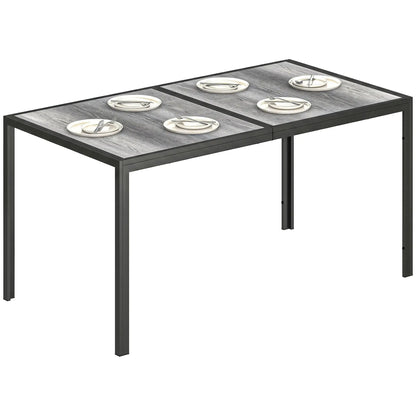 Outdoor Dining Table For 4-6, 59" Wood-Effect Top, Grey Patio Dining Tables at Gallery Canada