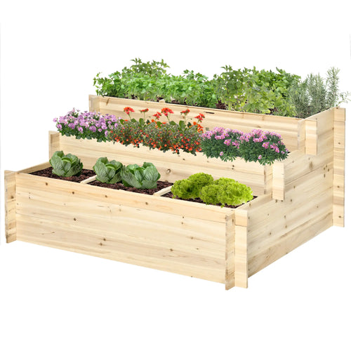 3 Tier Raised Garden Bed, 9 Grow Grids, Bed Liner, Outdoor