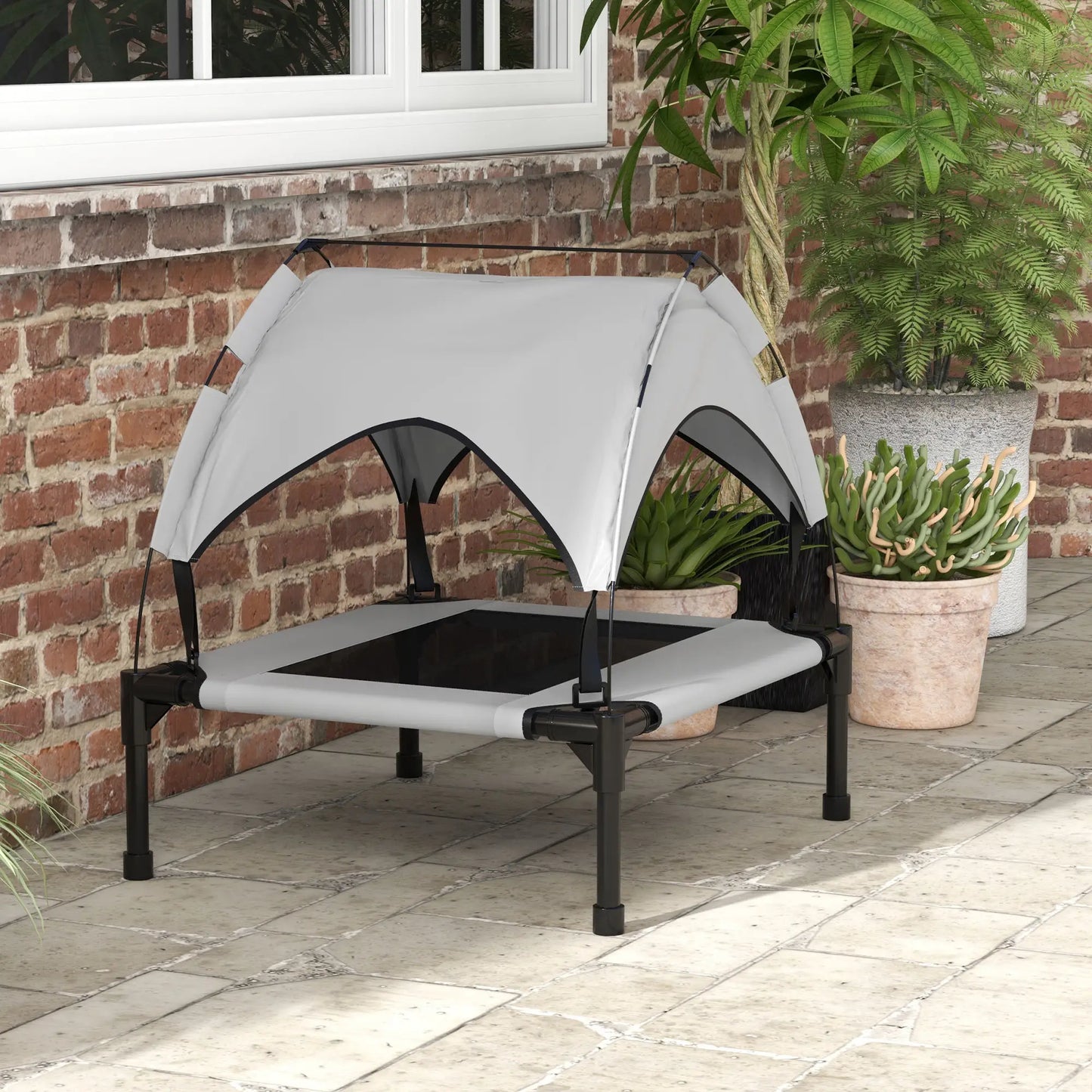 Raised Dog Bed With Canopy, Washable Mesh, Small Medium, Light Grey Elevated Dog Beds at Gallery Canada