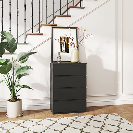 4 Drawer Chest, Freestanding Storage Unit, Black Storage Cabinets Black at Gallery Canada