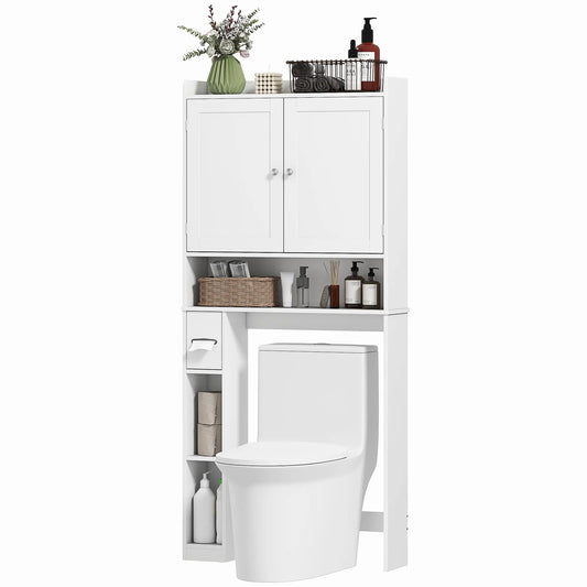 Over Toilet Storage Cabinet, 2 Doors, Toilet Paper Holder, White Bathroom Cabinets White at Gallery Canada