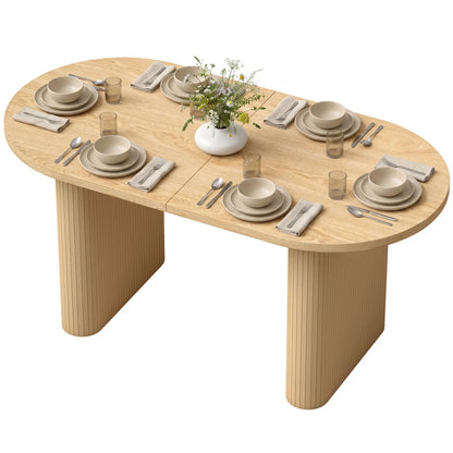 Farmhouse Dining Table Curved Top Kitchen Table Oak Wood Grain, Oak Dining Tables Options at Gallery Canada
