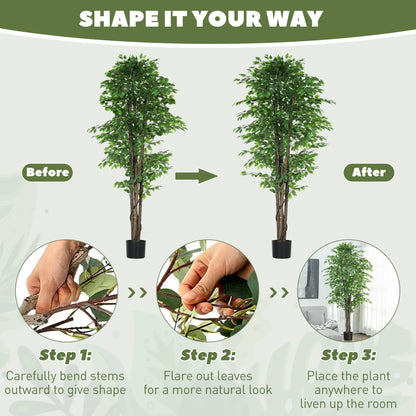 8ft Tall Artificial Silk Ficus Tree, 2520 Leaves in Pot, Home Office Decor Artificial Trees at Gallery Canada