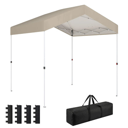 8 x 8 ft Pop Up Canopy Tent, UPF 50+ A-Frame Outdoor Instant Canopy, Beige Pop Up Canopies at Gallery Canada