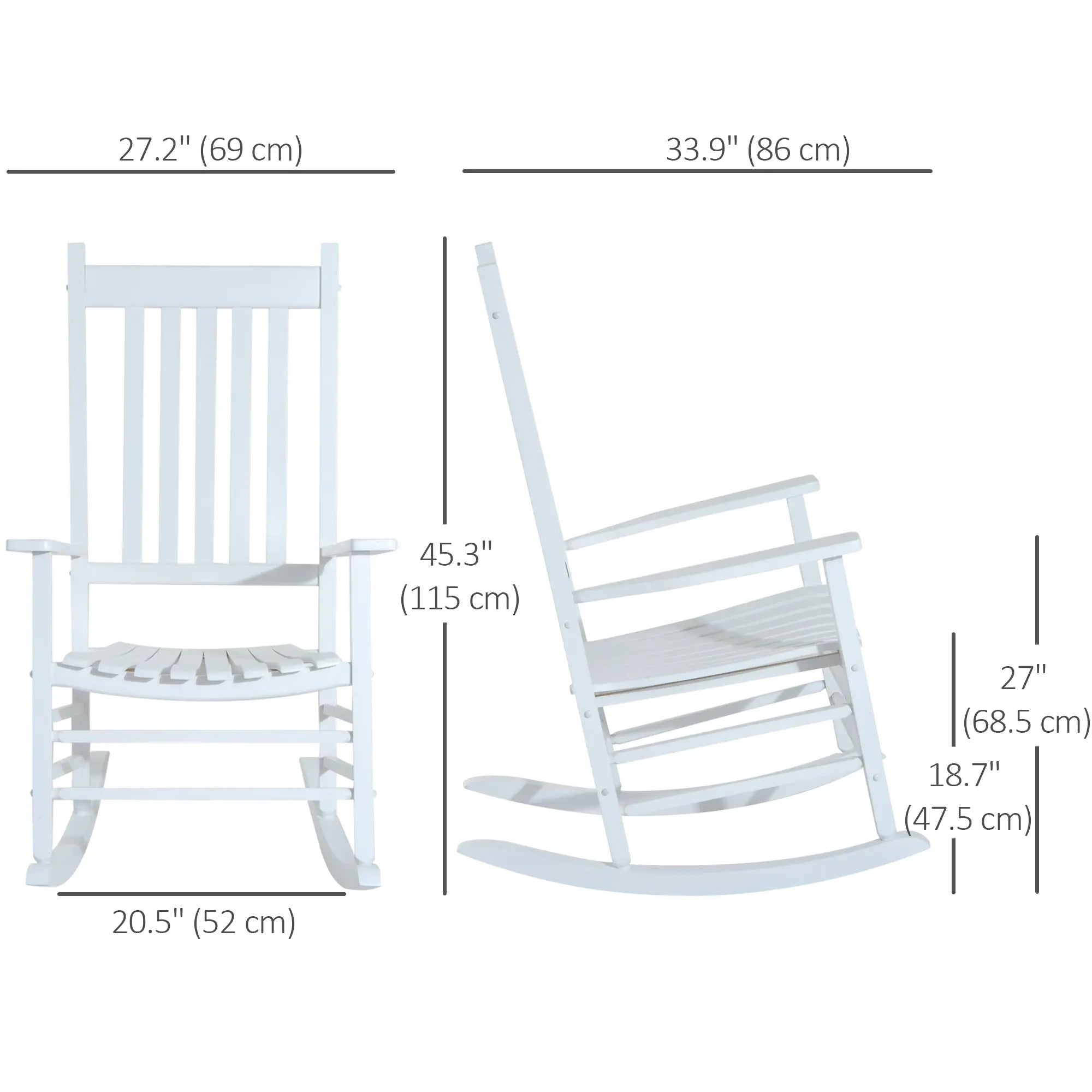 Wooden Porch Rocking Chair, Outdoor, White Outdoor Rocking Chairs at Gallery Canada