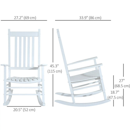 Wooden Porch Rocking Chair, Outdoor, White Outdoor Rocking Chairs at Gallery Canada
