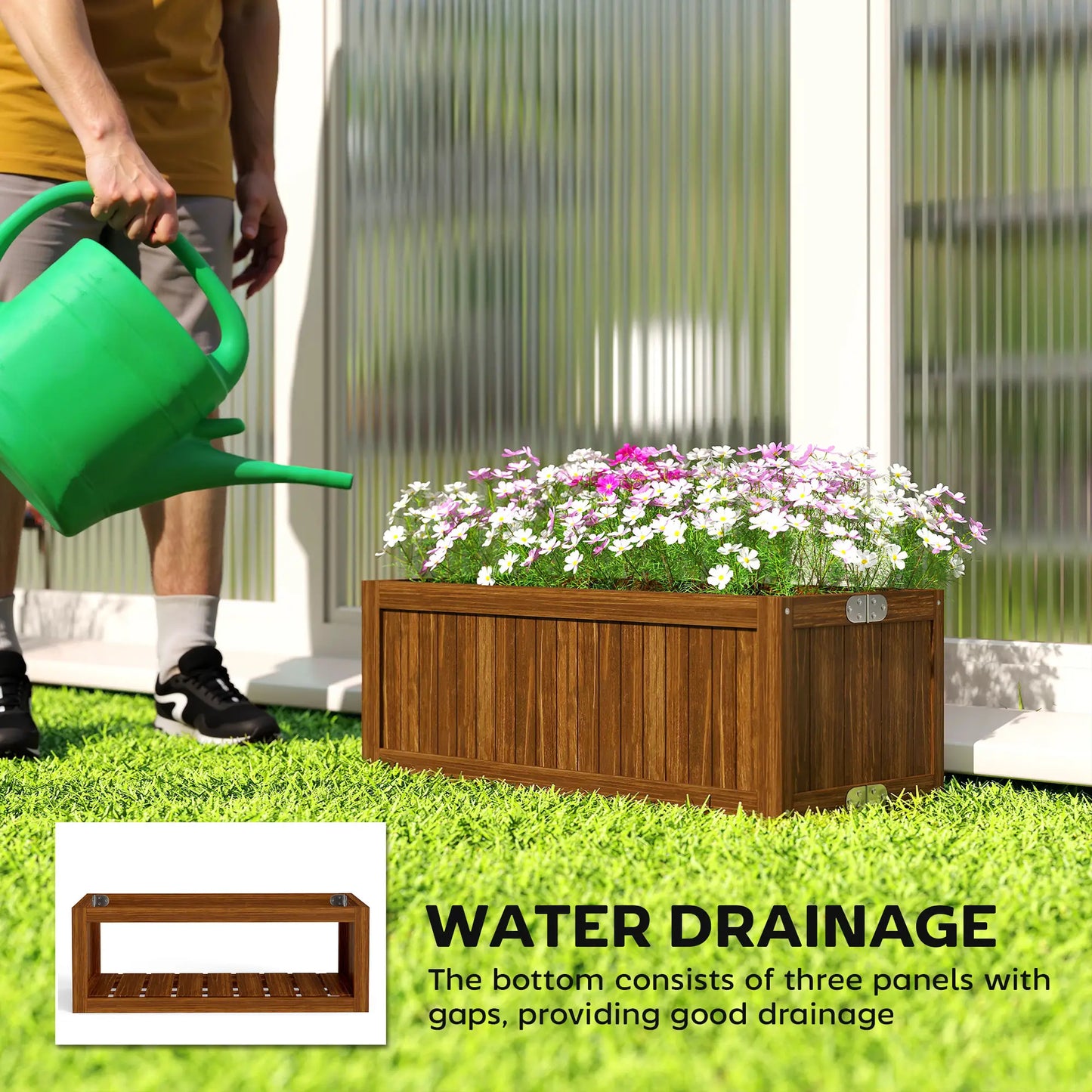Foldable Elevated Planter Box, Wooden Raised Garden Bed, Carbonized Wooden Planter Boxes at Gallery Canada