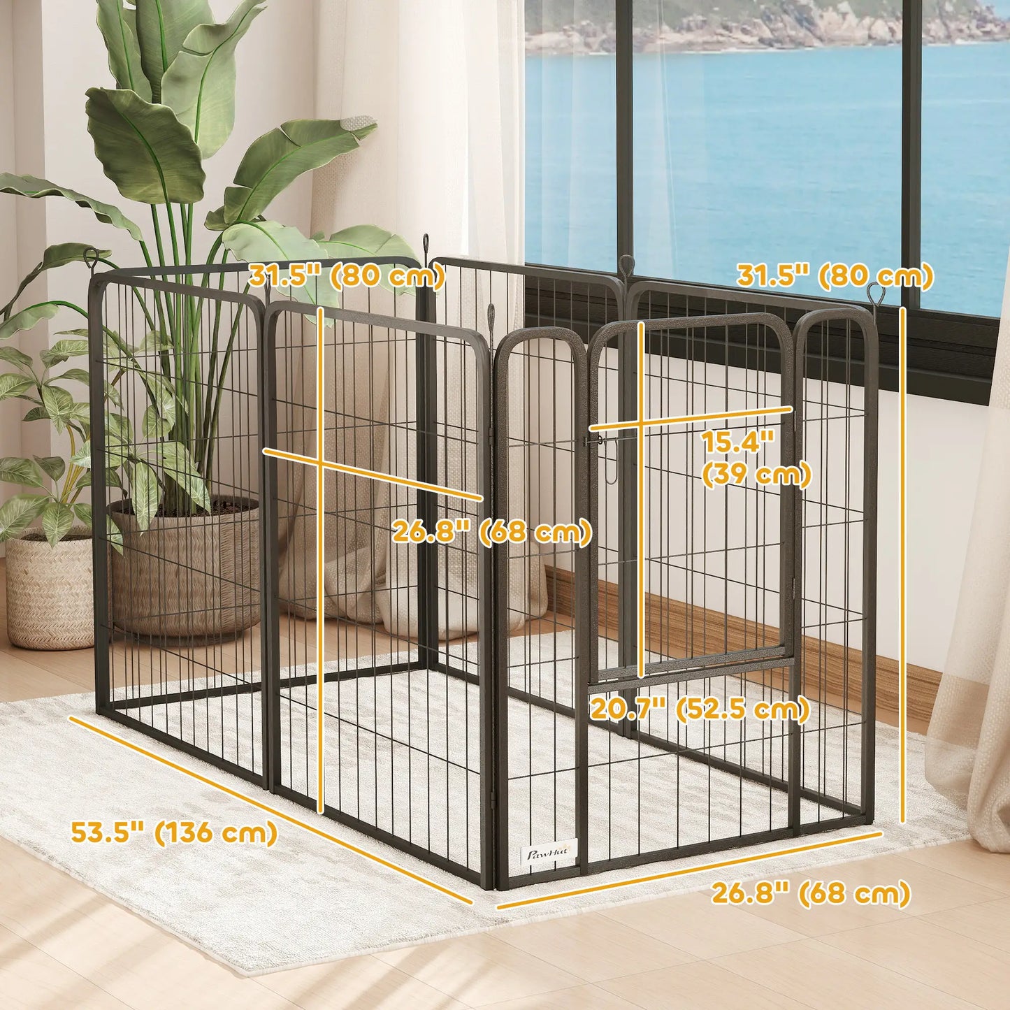 6 Panels Heavy Duty Dog Playpen, 31.5" Height, Portable Foldable Houses, Kennels & Pens at Gallery Canada