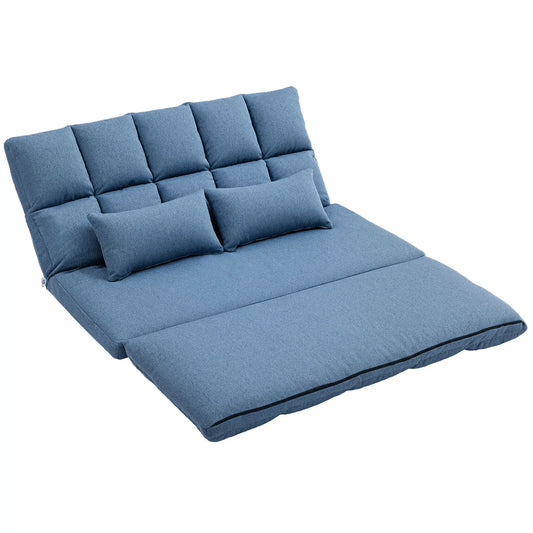 Foldable 2-Seater Floor Sofa, 9-Position Backrest, Light Blue 2-Seater Sofas Light Blue at Gallery Canada
