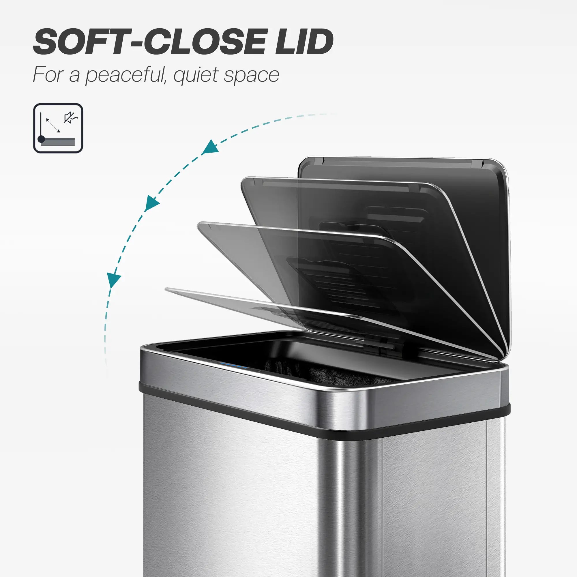 13.2 Gallon Sensor Can, Automatic Garbage Can, Stainless Steel, Silver Household Supplies at Gallery Canada