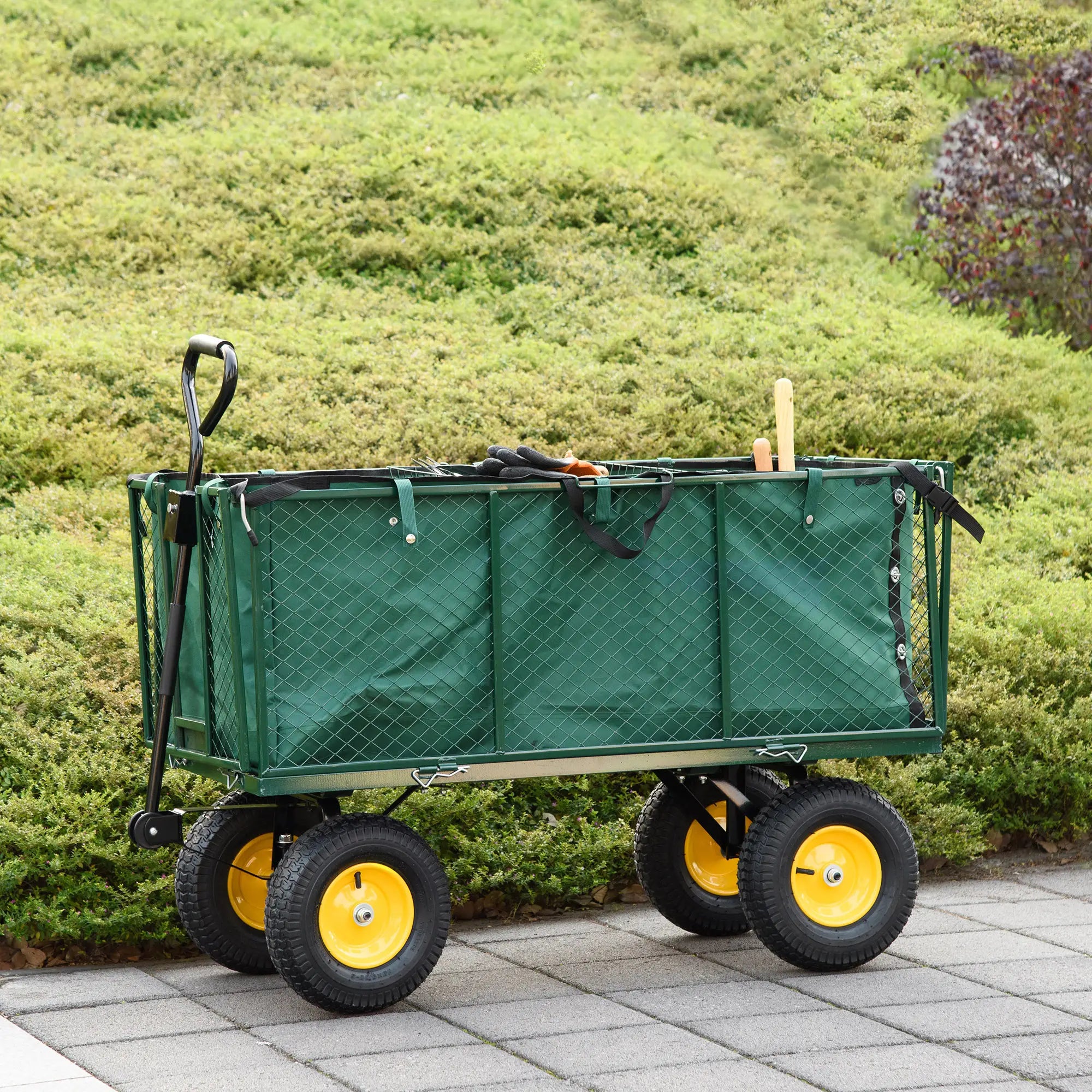342L Utility Wagon Cart, Removable Mesh Sides, Flatbed for Beach Lawn Yard Folding Garden Carts at Gallery Canada