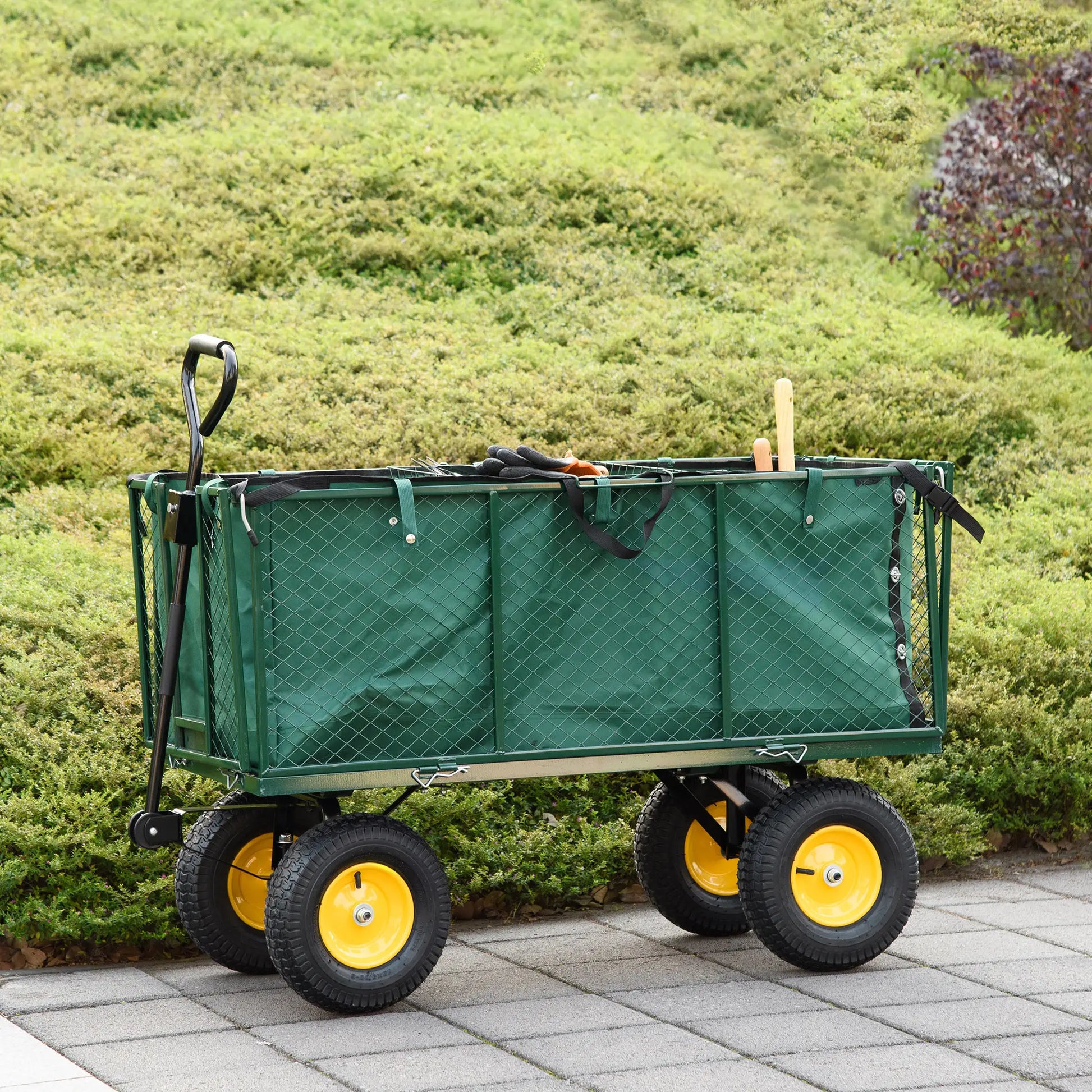 342L Utility Wagon Cart, Removable Mesh Sides, Flatbed for Beach Lawn Yard Folding Garden Carts at Gallery Canada