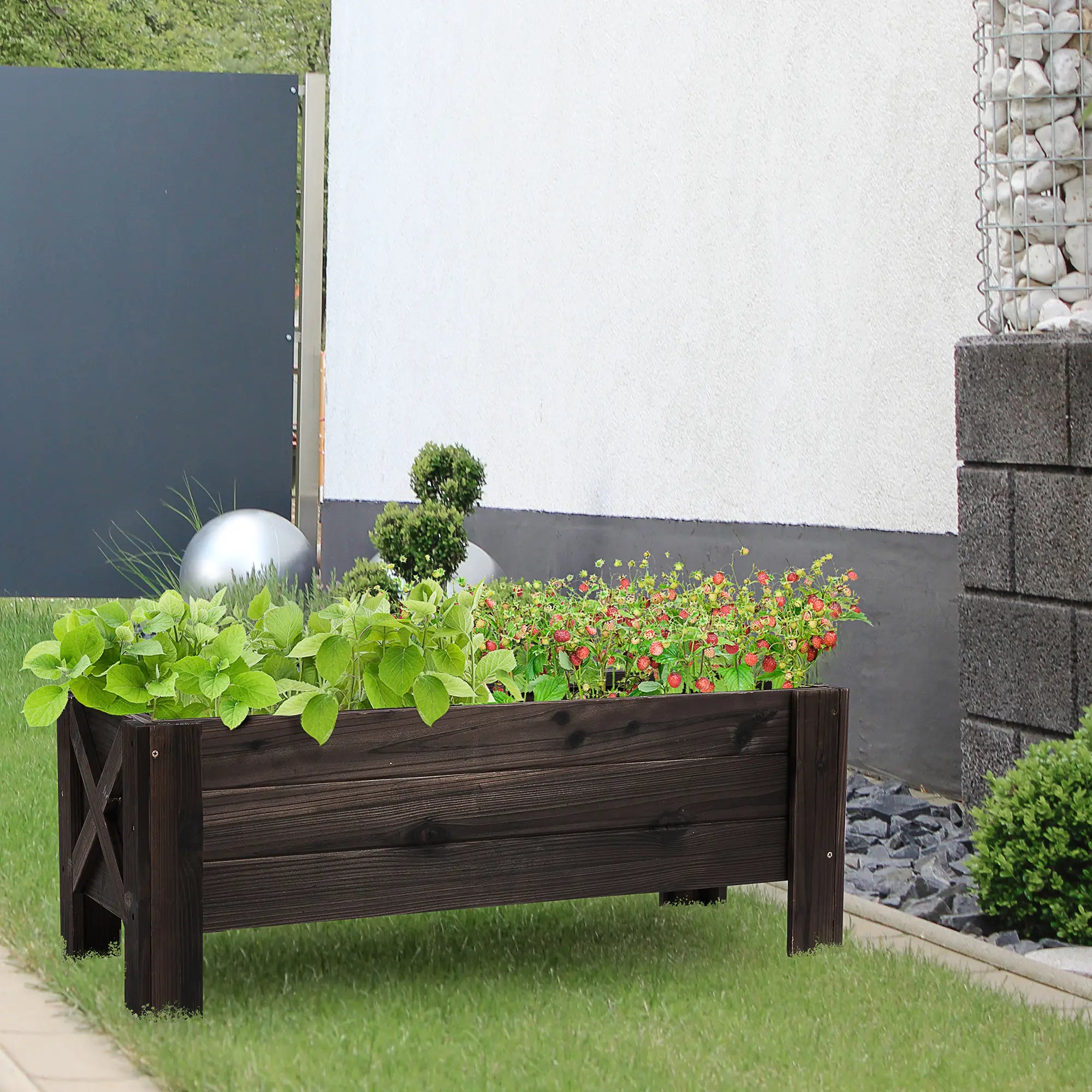3.3 x 1.2 x 1.2 ft Raised Garden Bed, Carbonized Elevated Garden Beds at Gallery Canada