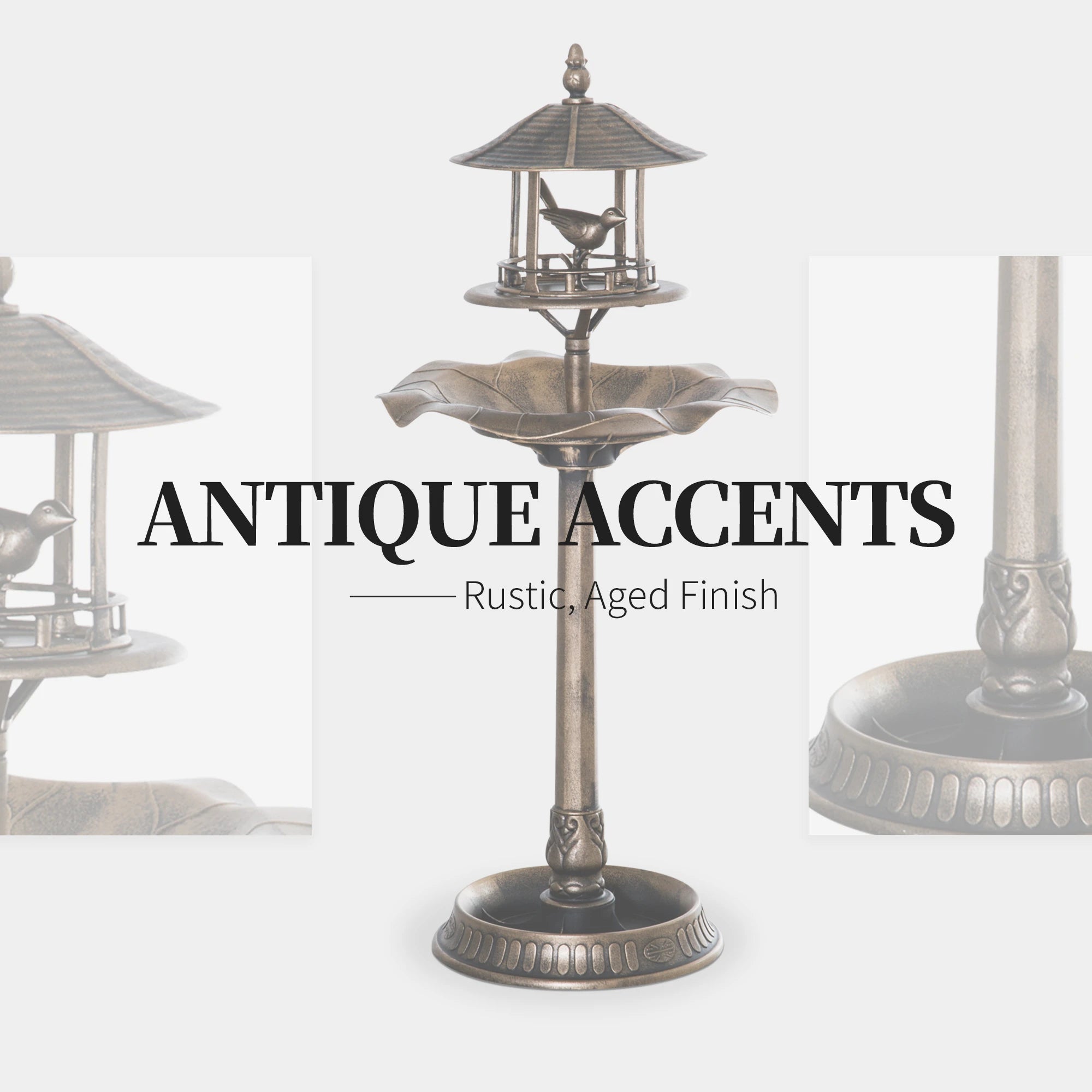 3-in-1 Garden Bird Bath Bowl, Large Water Basin, Gold Garden Decor at Gallery Canada