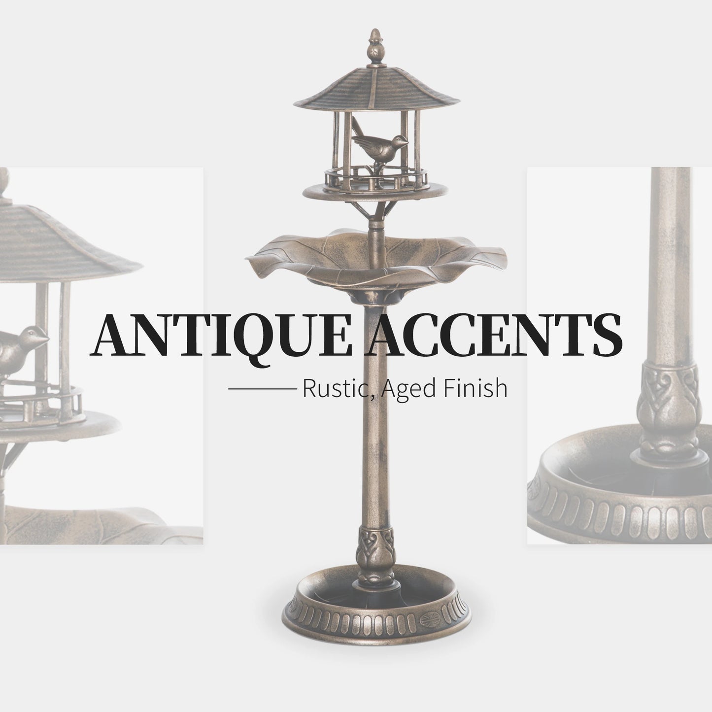 3-in-1 Garden Bird Bath Bowl, Large Water Basin, Gold Garden Decor at Gallery Canada