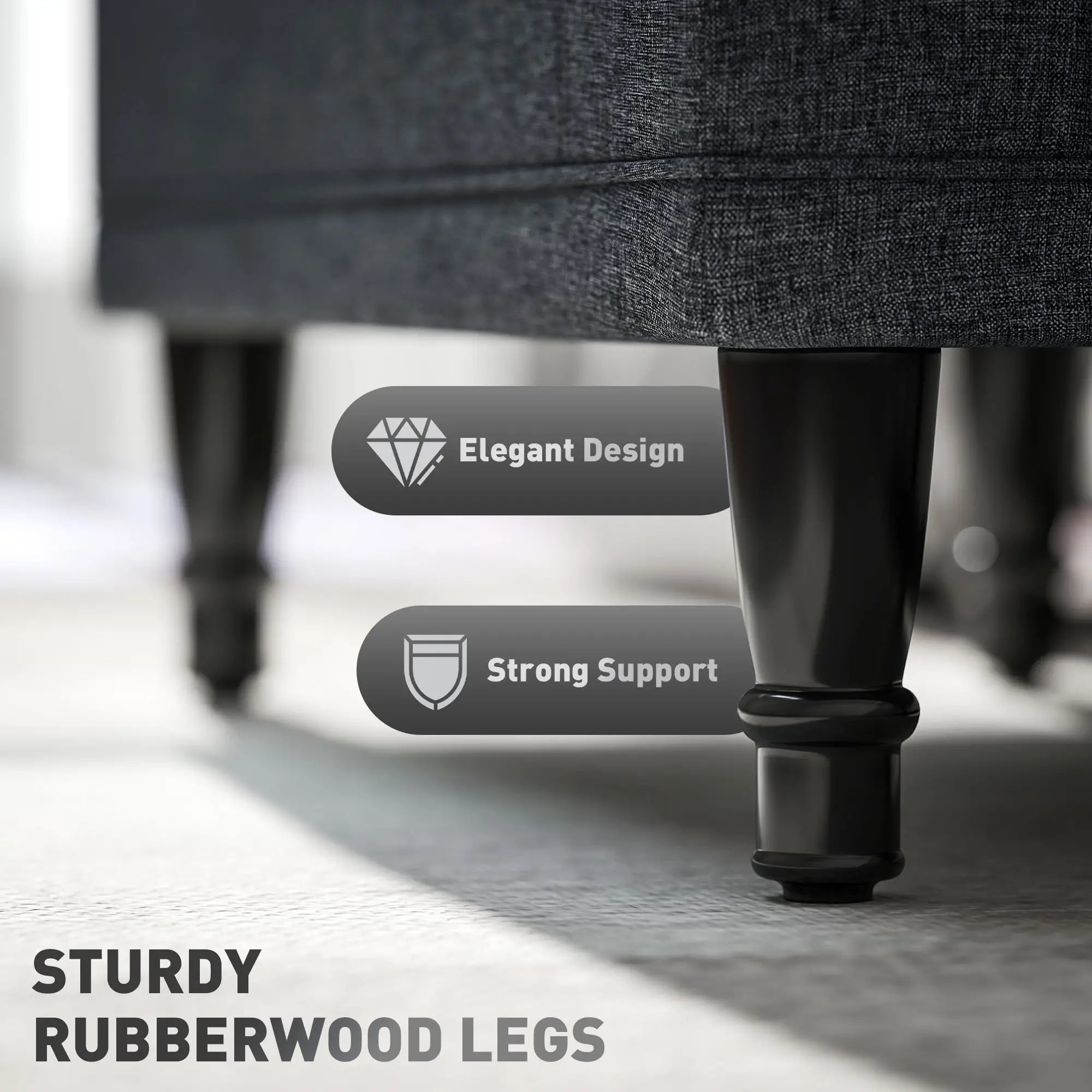 Linen Storage Ottoman, Button Tufted Bench for Bedroom, Grey Storage Ottomans & Benches at Gallery Canada