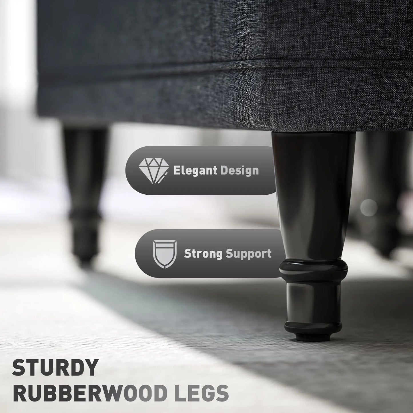 Linen Storage Ottoman, Button Tufted Bench for Bedroom, Grey Storage Ottomans & Benches at Gallery Canada