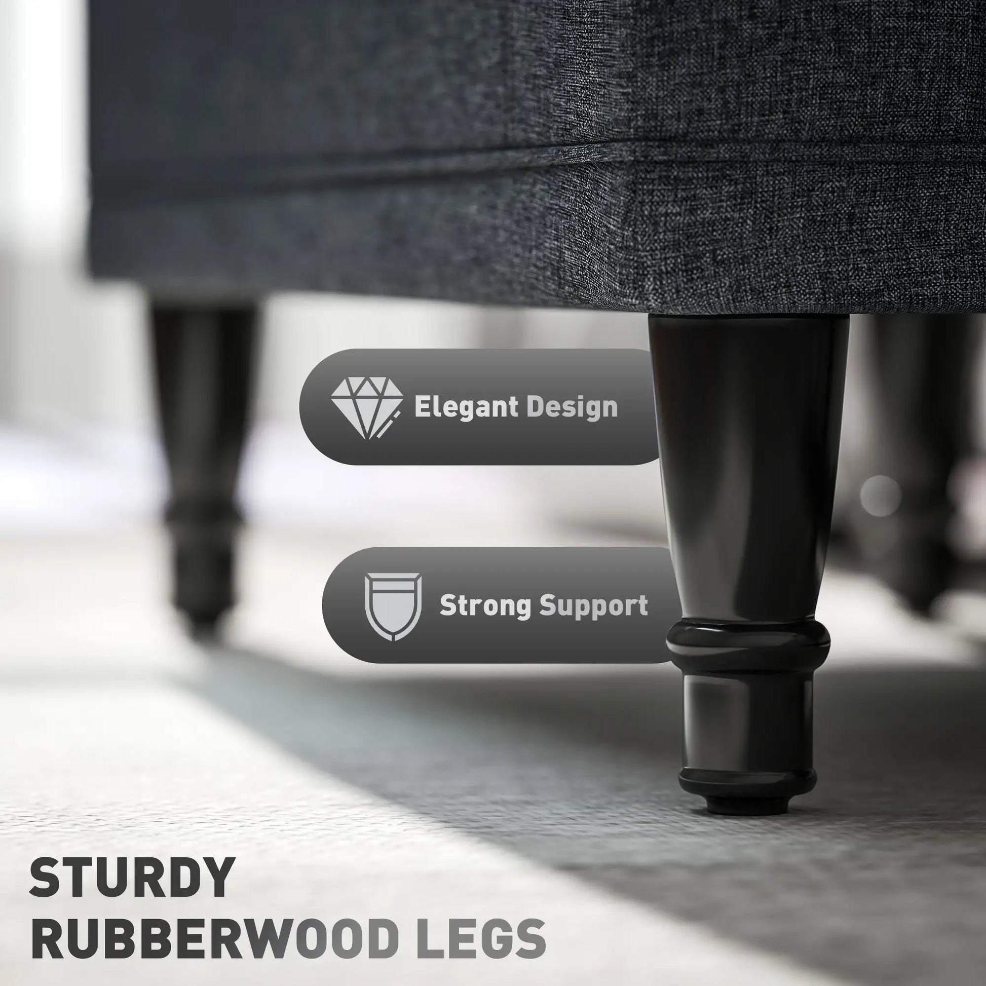 Linen Storage Ottoman, Button Tufted Bench for Bedroom, Grey Storage Ottomans & Benches at Gallery Canada