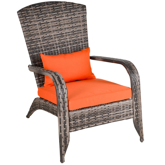 Patio Wicker Adirondack Chair, Outdoor PE Rattan, Orange Patio Chairs Orange at Gallery Canada
