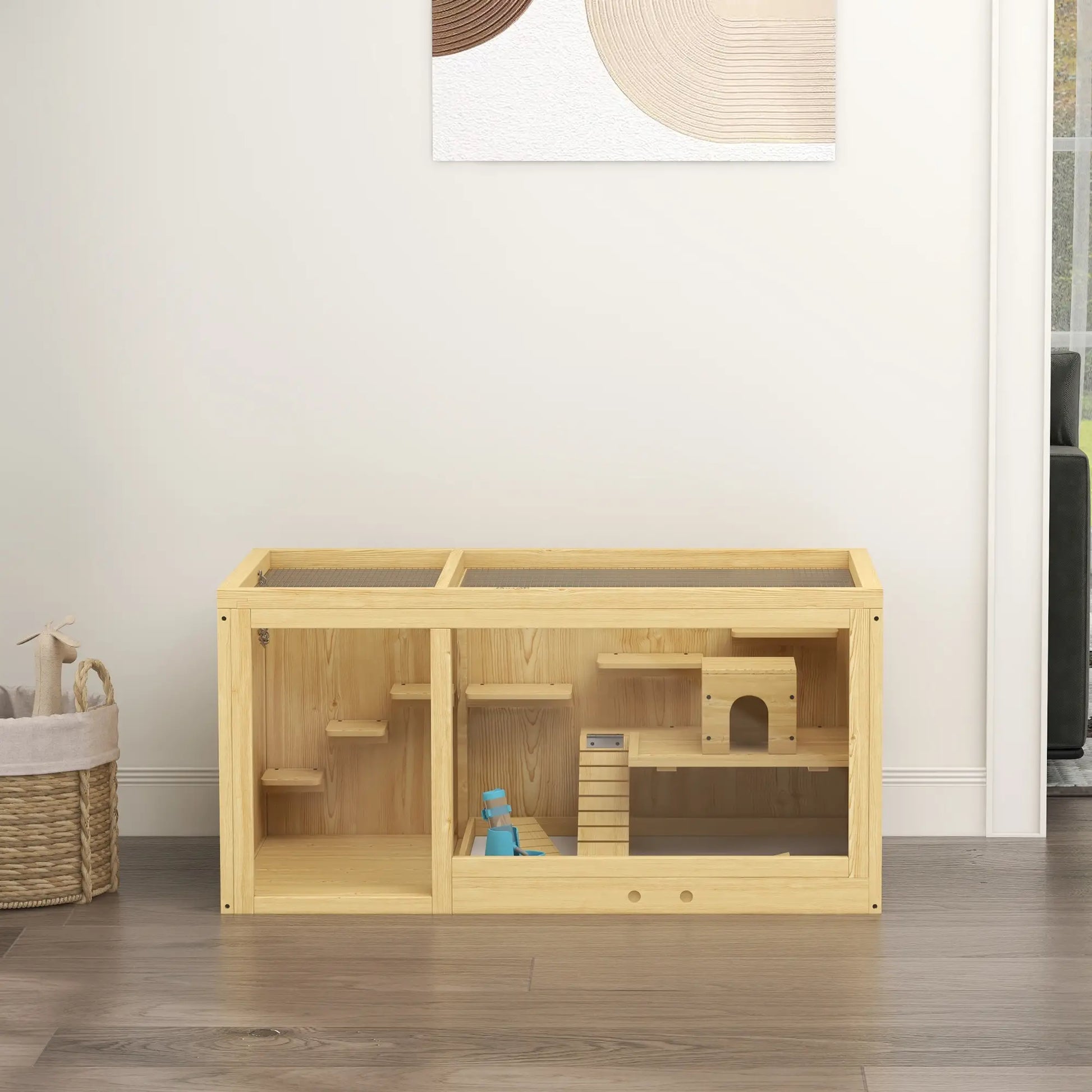 Large Wooden Hamster Cage, Multi-Layer Habitat with Pull-Out Tray Hamster Cages at Gallery Canada