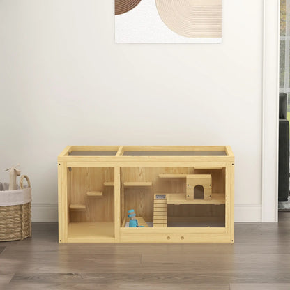 Large Wooden Hamster Cage, Multi-Layer Habitat with Pull-Out Tray Hamster Cages at Gallery Canada