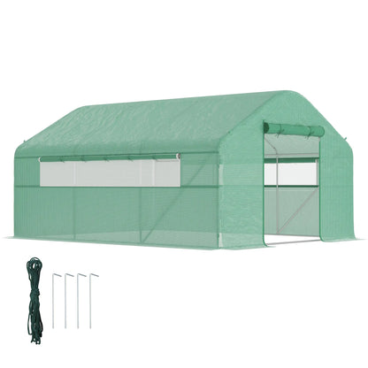 Walk-in Tunnel Greenhouse, Galvanized Steel Frame, 13' x 10' x 6.5', Green