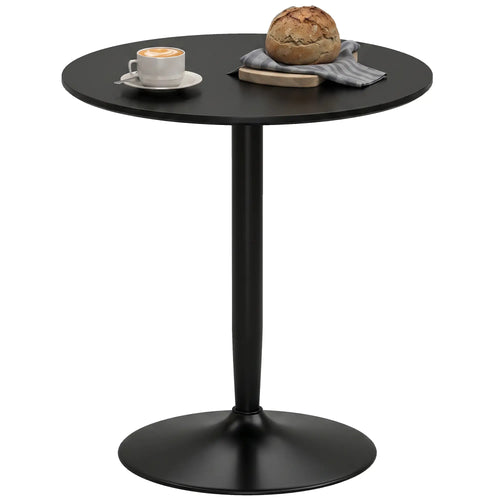 Modern Kitchen Table for 2, Round Dining Table, Steel Base, Black