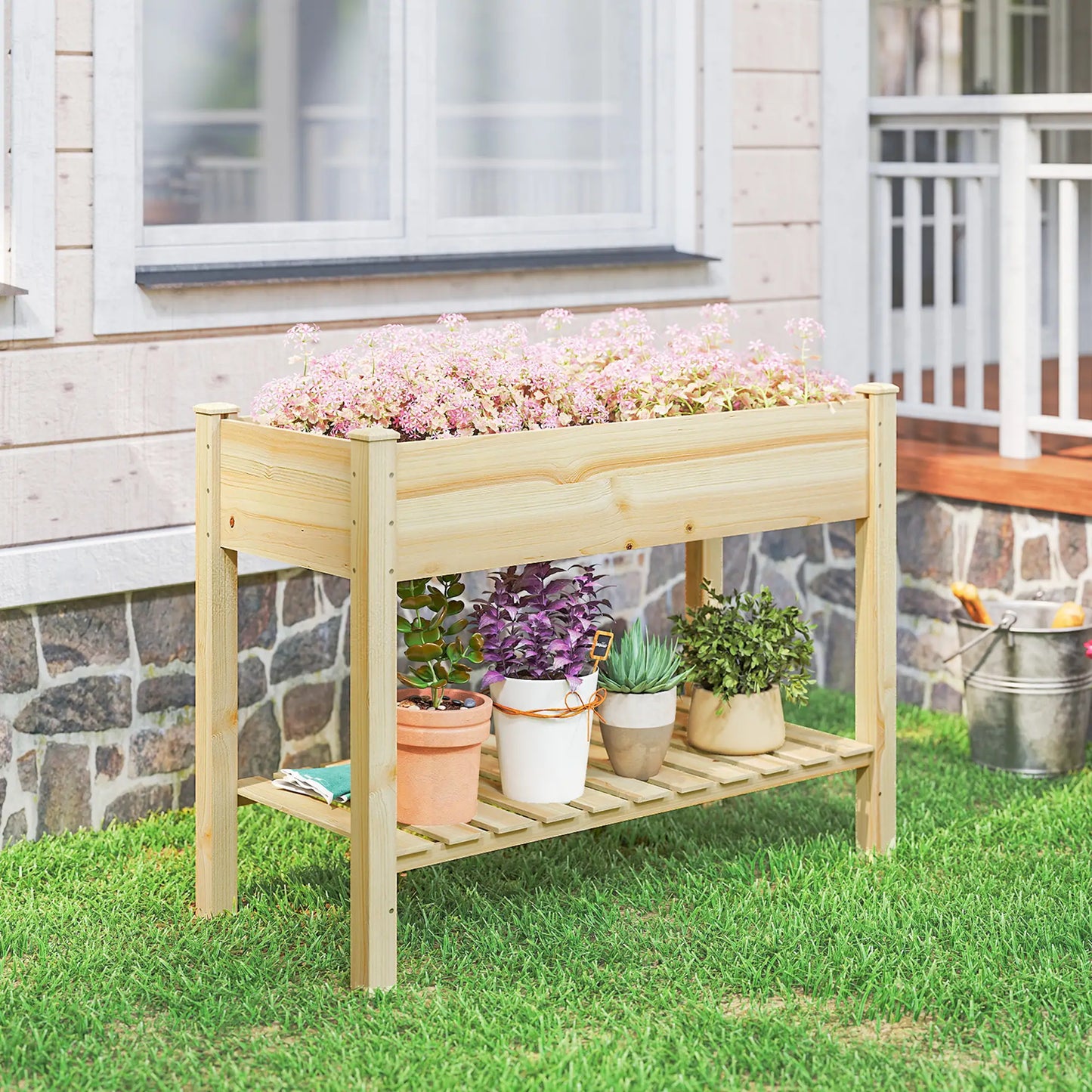 Elevated Planter Box With Legs, Storage Shelf, Raised Garden Bed, Natural Elevated Garden Beds at Gallery Canada