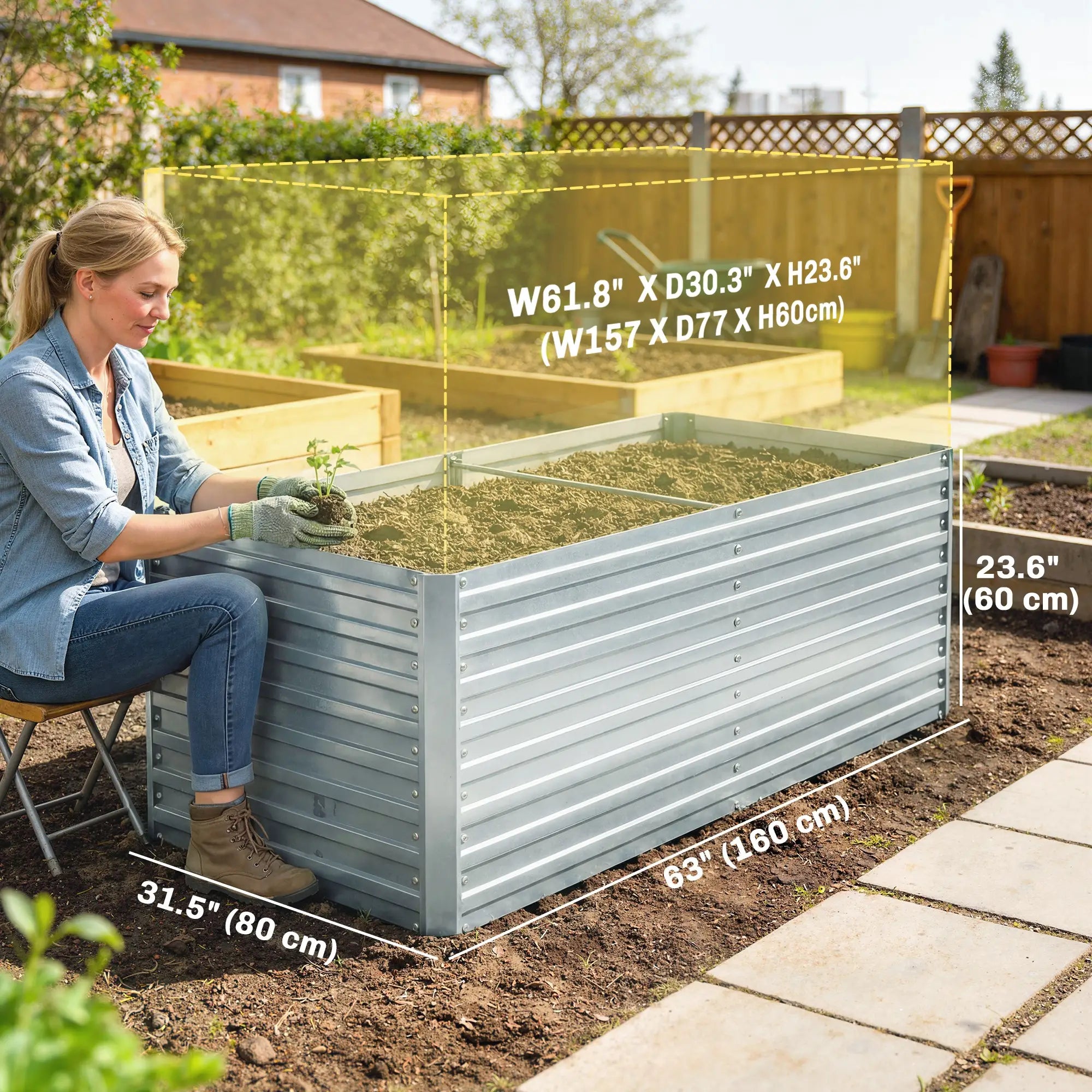 5' x 3' x 2' Raised Garden Bed, Galvanized Planter Box, Silver Galvanized Planter Boxes at Gallery Canada