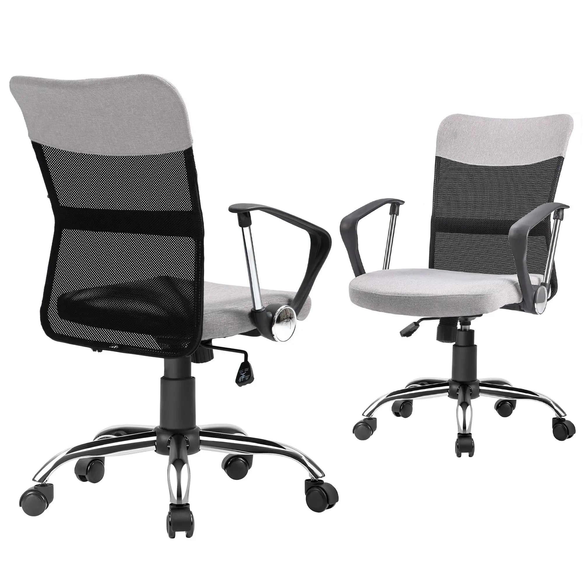 Mid Back Office Chair, Linen Mesh Desk Chair, Adjustable Height, Grey Executive & Manager Chairs at Gallery Canada