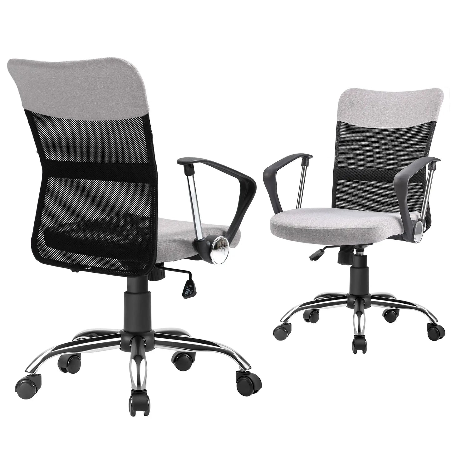 Mid Back Office Chair, Linen Mesh Desk Chair, Adjustable Height, Grey Executive & Manager Chairs at Gallery Canada