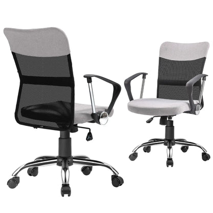 Mid Back Office Chair, Linen Mesh Desk Chair, Adjustable Height, Grey Executive & Manager Chairs at Gallery Canada