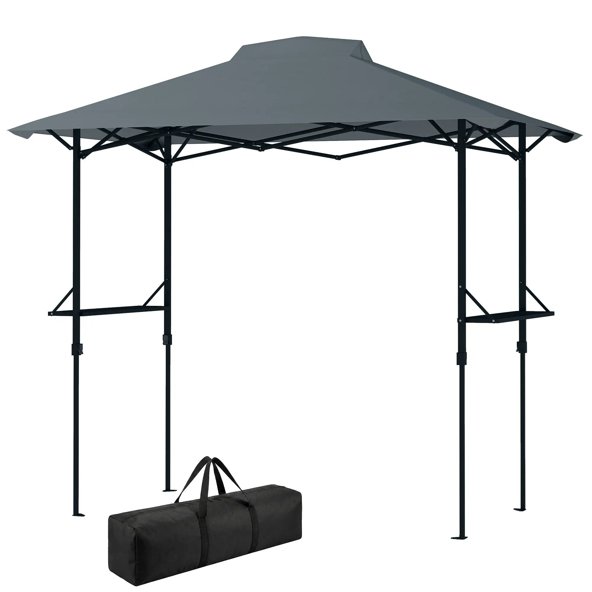 5 x 8.5 ft Pop Up Grill Gazebo, 2 Shelves, UPF 50+, Dark Grey Pop Up Canopies Dark Grey at Gallery Canada