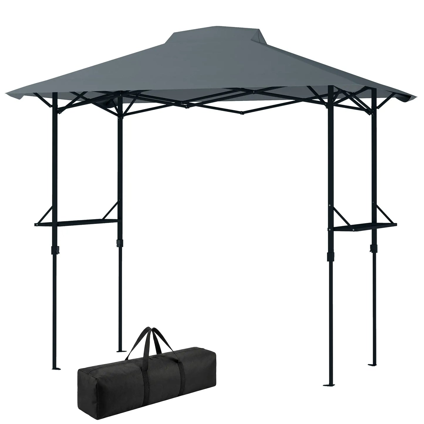 5 x 8.5 ft Pop Up Grill Gazebo, 2 Shelves, UPF 50+, Dark Grey Pop Up Canopies Dark Grey at Gallery Canada