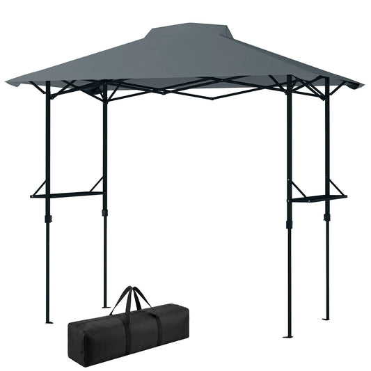5 x 8.5 ft Pop Up Grill Gazebo, 2 Shelves, UPF 50+, Dark Grey Pop Up Canopies Dark Grey at Gallery Canada