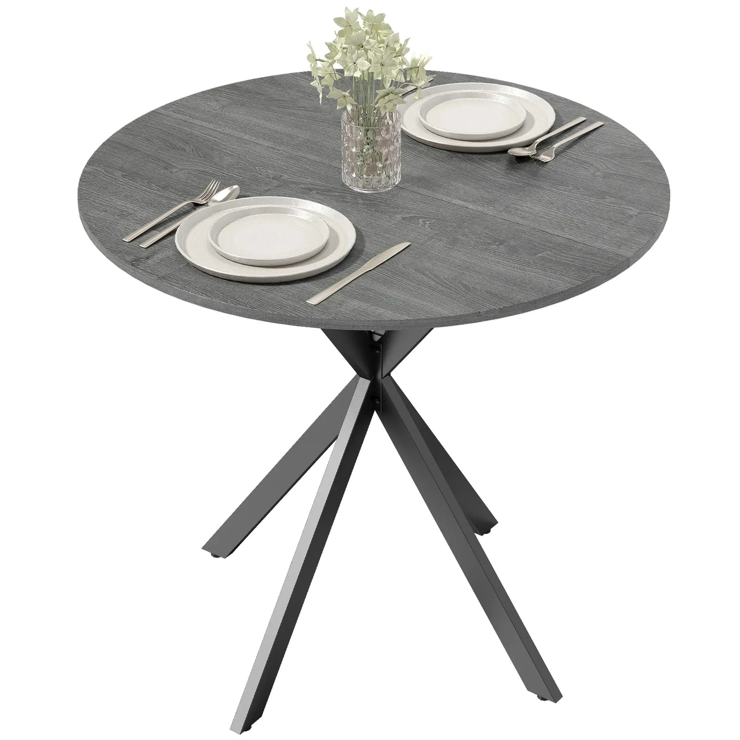 31.5" Industrial Round Dining Table, Distressed Grey Dining Tables Distressed Grey, Black at Gallery Canada