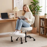Ergonomic Cross Legged Office Chair, 360 Swivel, Cream