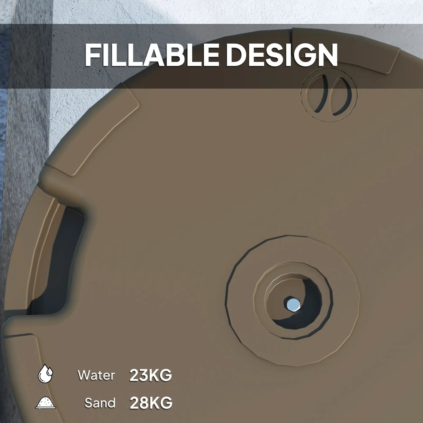 Round Patio Umbrella Base, Holds 62lbs, for Garden, Poolside, Brown Umbrella Bases at Gallery Canada